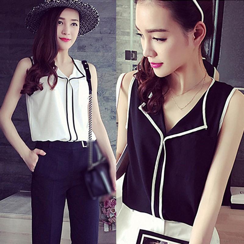 [Baywellfashion]New Summer Women's Wear Is Thin And Loose V-neck Sleeveless Shirt