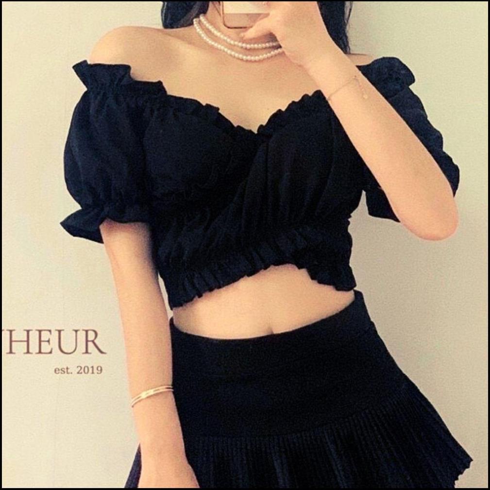 Áo Croptop Đắp Chéo Nơ Eo - Áo Croptop Cổ V Bèo Thân Buộc Nơ Siêu Xinh