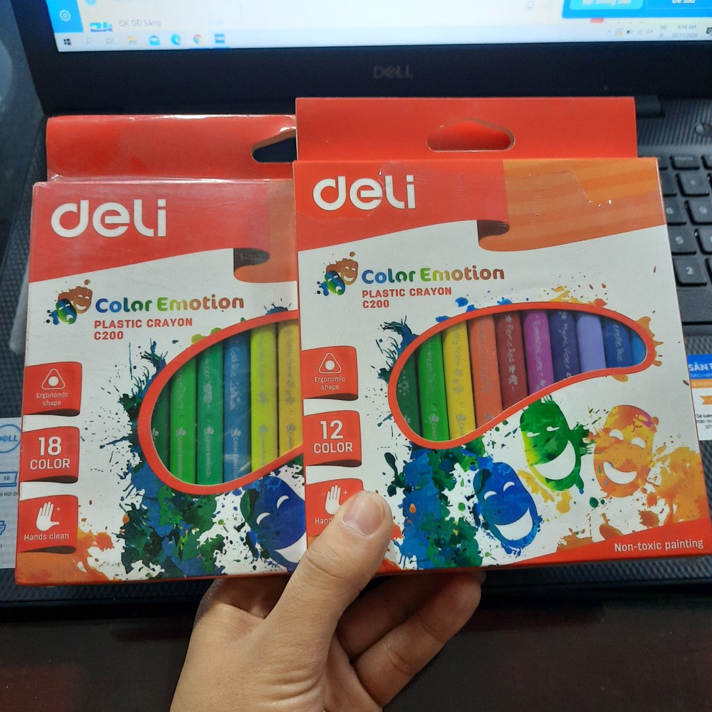 Bút sáp dầu Deli - 12 màu/18 màu - 1 hộp - C20000/ C20010