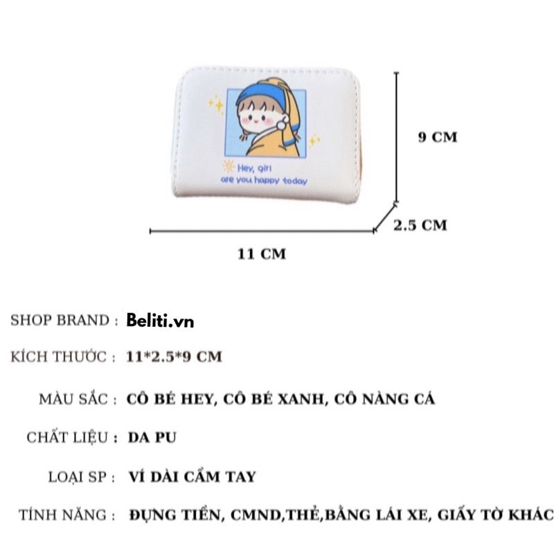 Ví nữ - Ví cầm tay Mini Bel97 Đựng Thẻ Nhiều Ngăn Hoạ tiết Dễ Thương