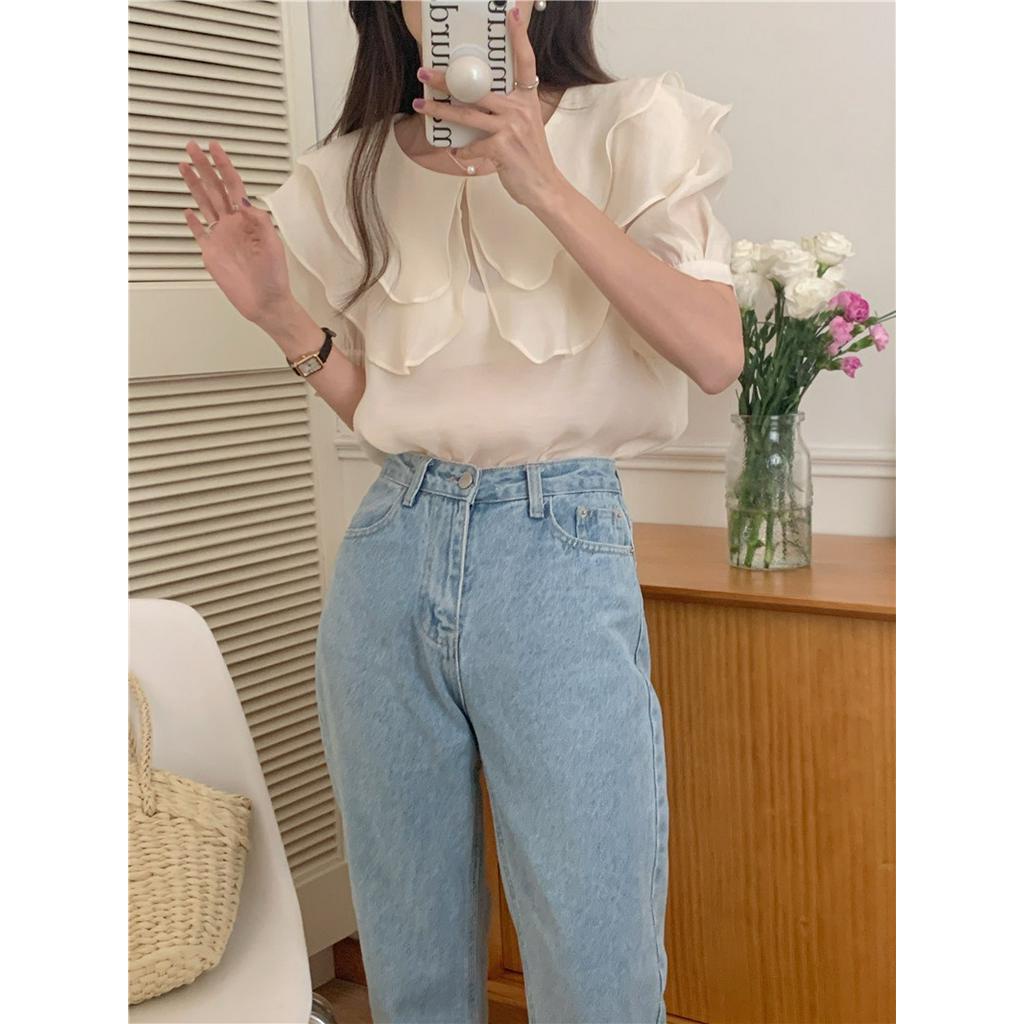 Áo Sơ Mi Ngắn Tay Cổ To 51777 Xù