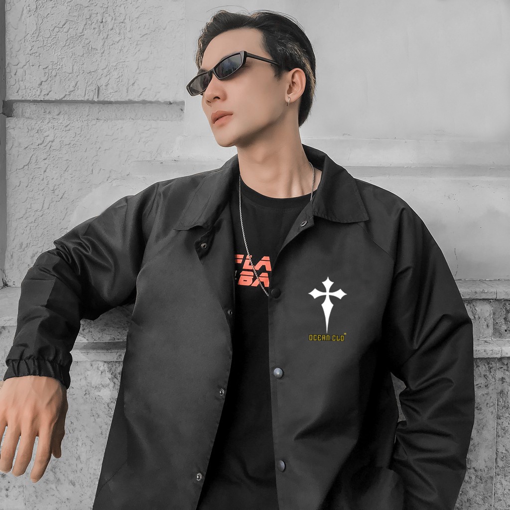 Áo khoác jacket CROSS OCEAN dù 2 lớp Local Brand unisex - Áo khoác nam nữ Ullzang Basic có form rộng XL - OCEAN.CLO
