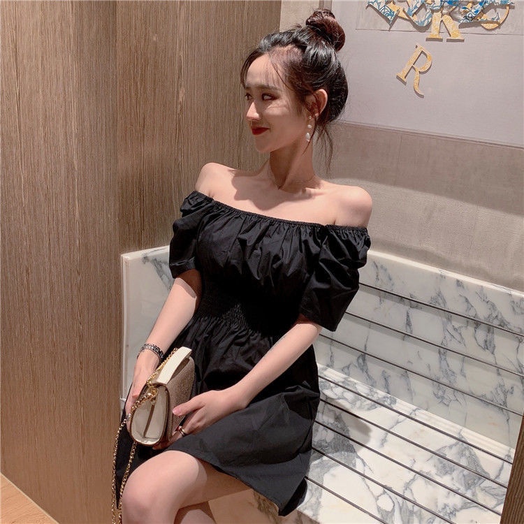 Đầm Dáng Ôm Tay Phồng Cổ Tròn Thời Trang Dành Cho Nữ