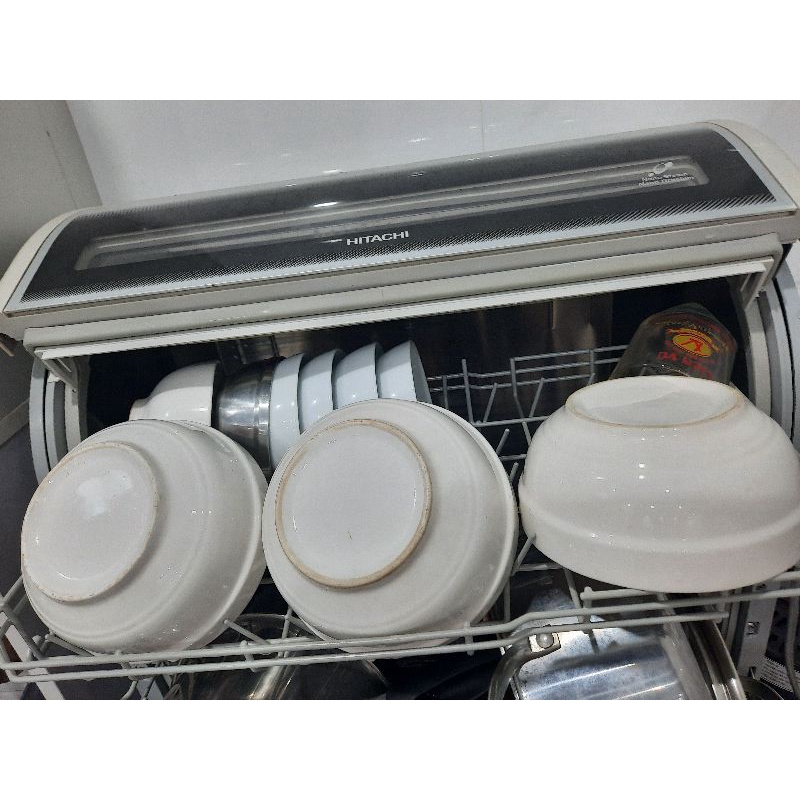 Máy rửa chén bát Hitachi mặt kính 7 bộ, 5 tay quay siêu sạch