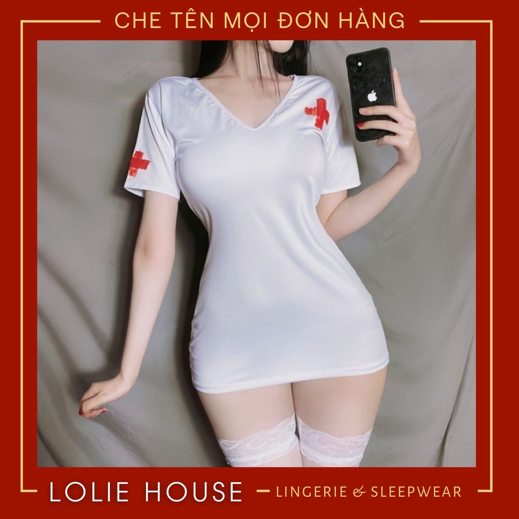 Cosplay y tá sexy gợi cảm quyến rũ màu trắng co giãn cho nữ LOLIE HOUSE - CP28
