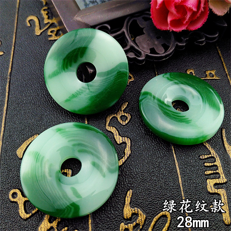 (1 cái)Ngọc bội xanh 28mm, 25mm, 23mm Nguyên liệu làm trang sức cổ trang, Nguyên liệu diy