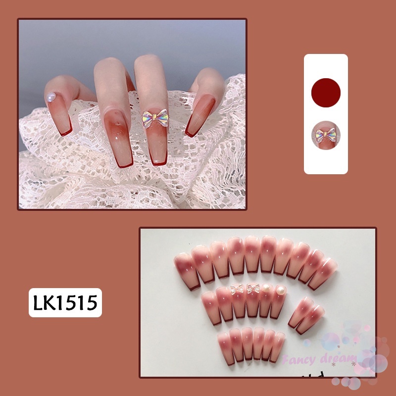 Set 24 Móng Tay Giả Kèm Keo Dán Dùng Trang Trí Móng Nghệ Thuật