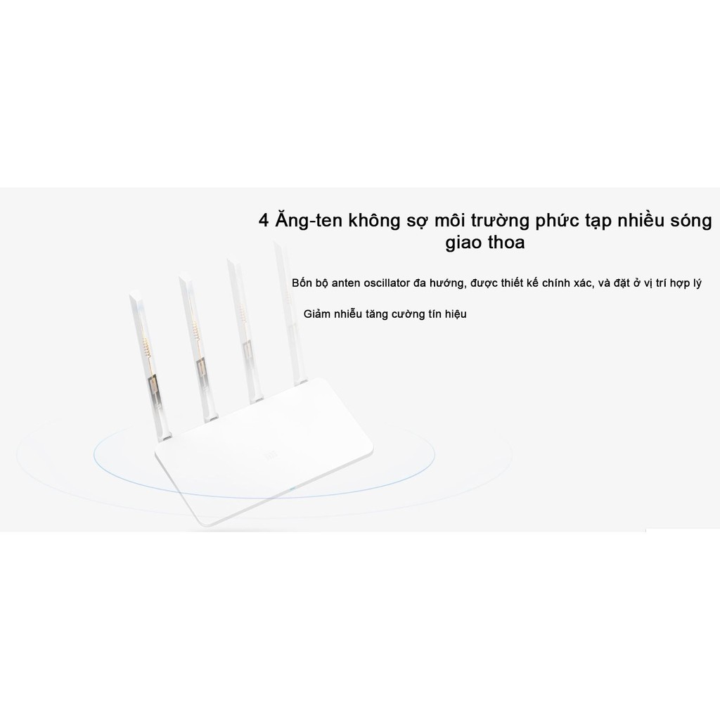 Bộ phát wifi Router wifi Xiaomi Gen 3G Tiếng Việt v1 Cpu Dual Core Ram 256MB Lan Gigabit Wifi AC 1200mbps chịu tải cao