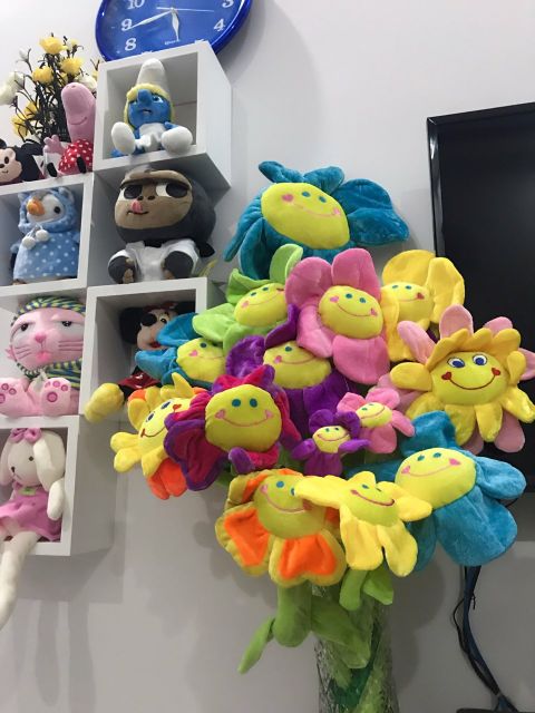 Bông hoa vải nhiều màu - gấu bông hình bông hoa