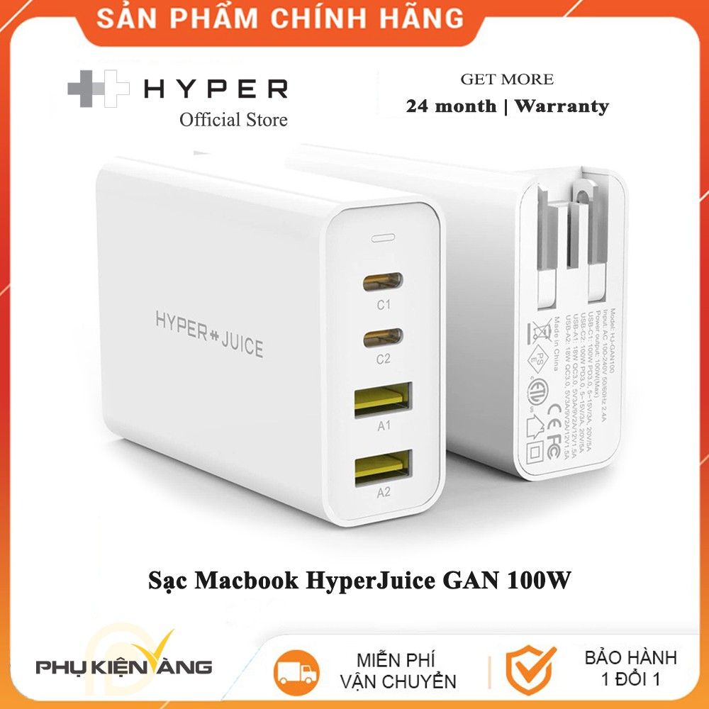 COMBO - Sạc Hyperjuice GAN 100W + Cáp Hyperdrive Keychain 0.2m