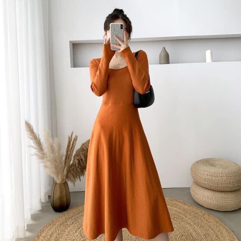 ⚡️BÁN SỈ⚡️Đầm cotton zip cổ vuông dài tay 3 màu | WebRaoVat - webraovat.net.vn