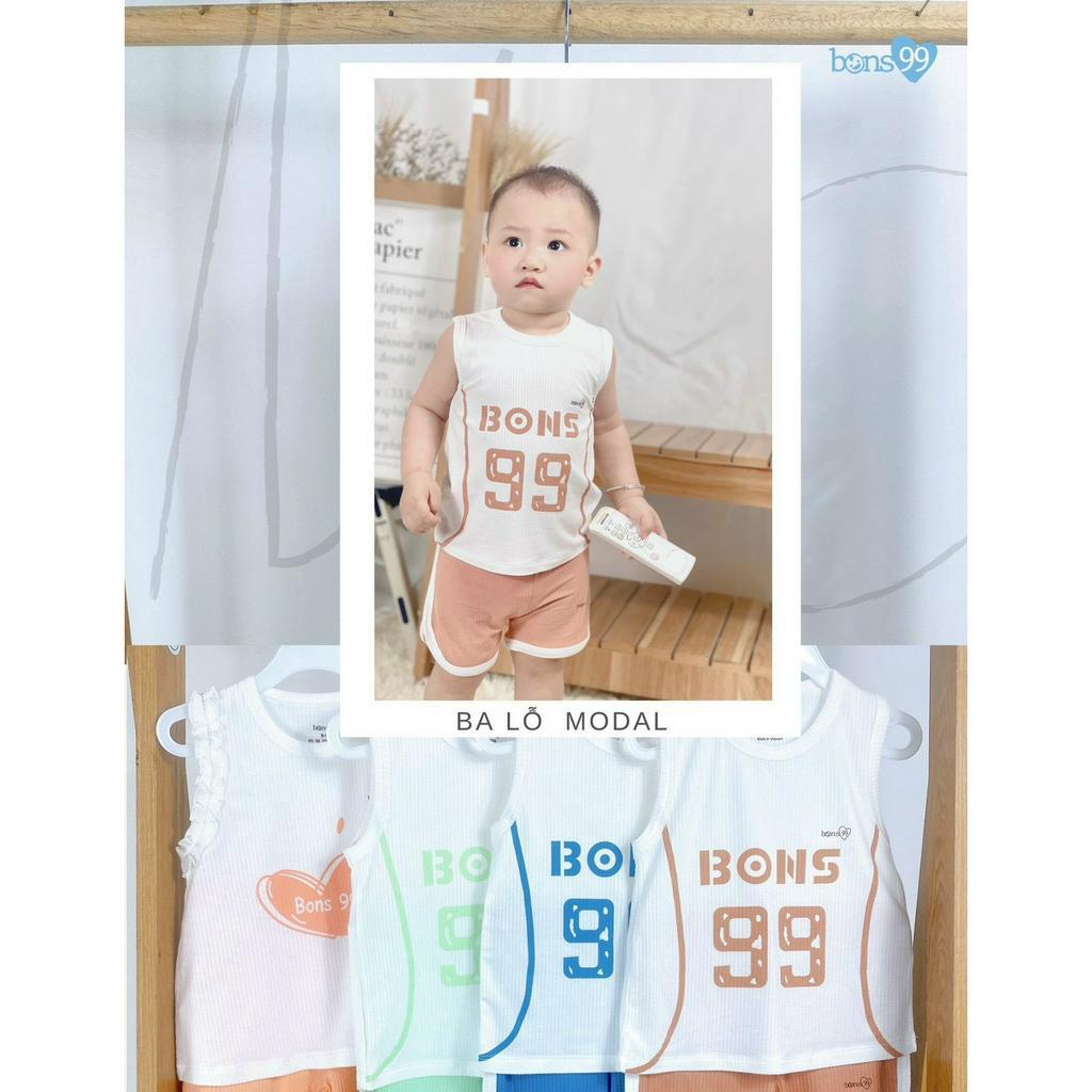 Bộ ba lỗ cho bé trai bé gái Bons99 chất modal sợi tre