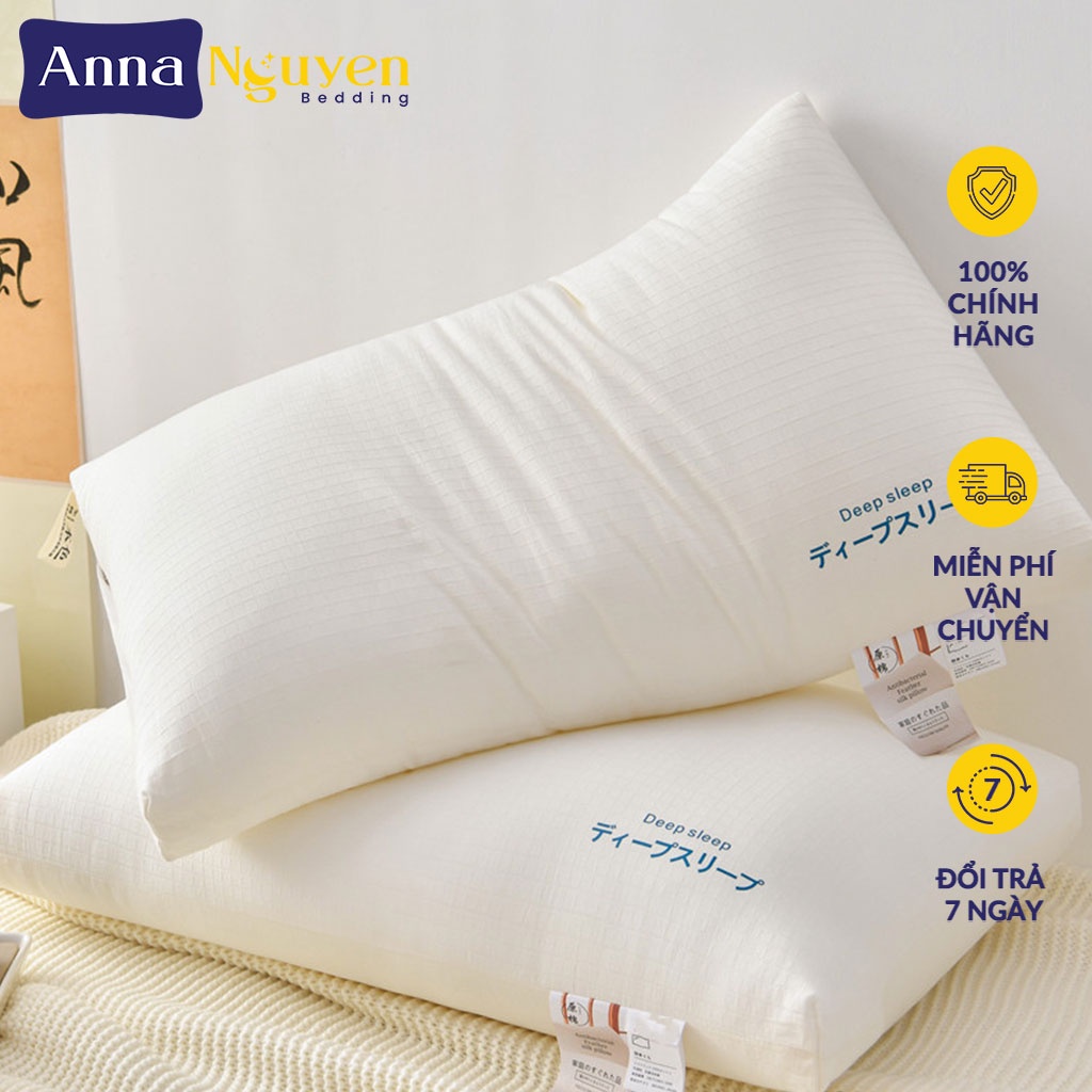 Gối Lông Vũ Nhân Tạo Cao Cấp Hệ Thống Nệm Anna Nguyen Chính Hãng Gối Cao Mềm Chuẩn Khách Sạn 5 Sao 50x70