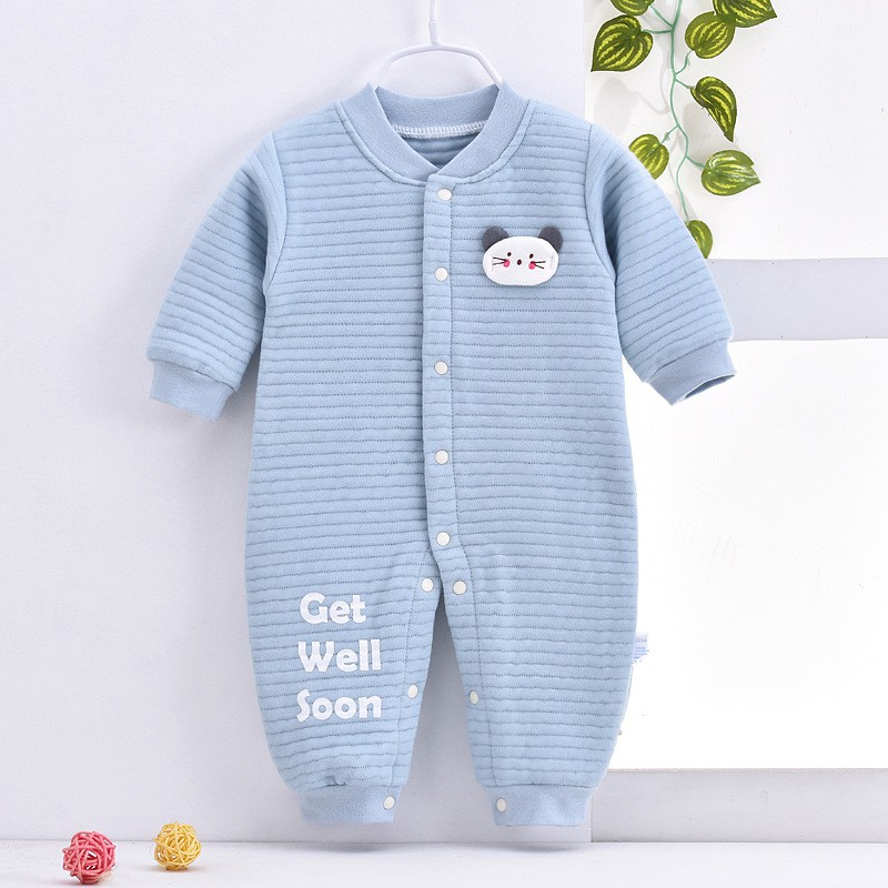 Body liền thân trần bông, bodysuit dài tay cotton cho bé trai và bé gái sơ sinh từ 3-15kg, họa tiết đáng yêu