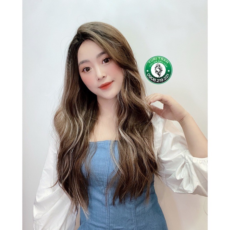 TÓC GIẢ NGUYÊN ĐẦU NÂU LIGHT BẠCH KIM 2 MÁI 7/3