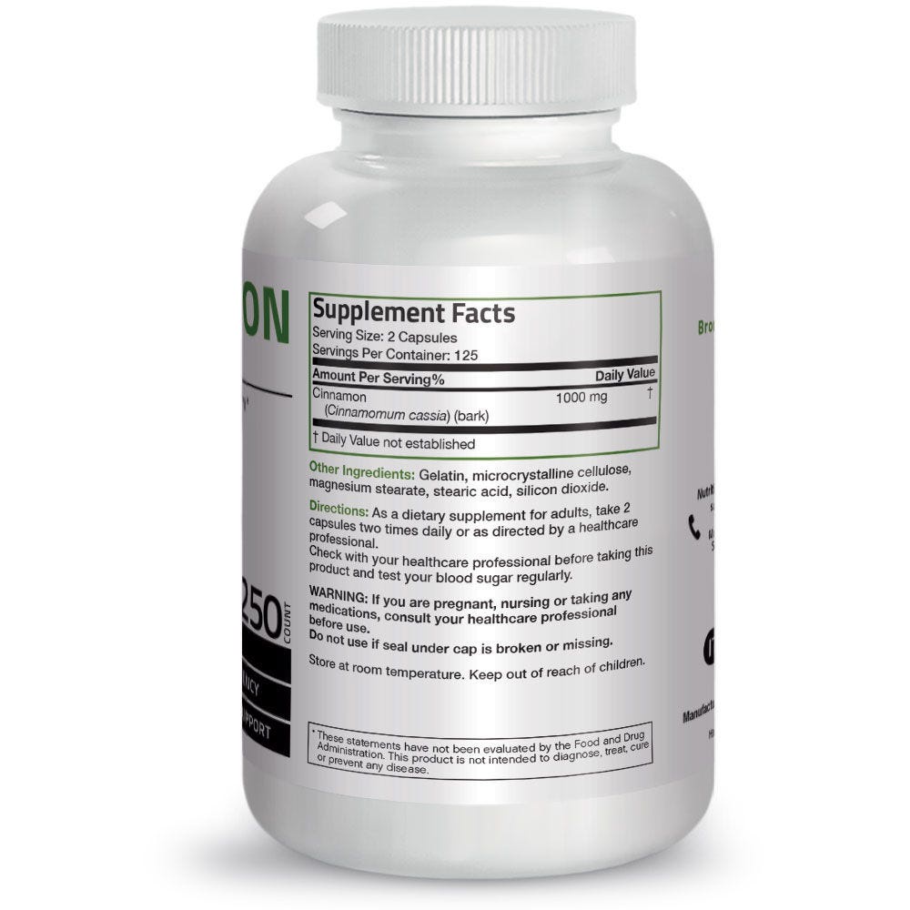 Organic Vitamin Cinnamon 1000mg - 250 viên Mỹ - Ổn định đường huyết