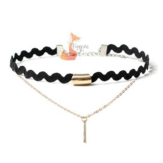 HOT -  Vòng cổ Choker nữ dây da đen thương hiệu  - Choker HONG 05