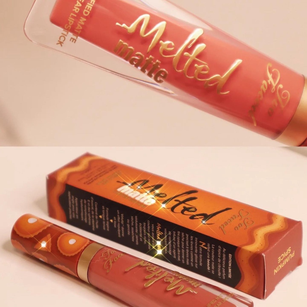 Son kem Too Faced Melted Matte Limited Edition Màu PUMPKIN SPICE - Gingerbread man và Gingerbread girl Fullsize