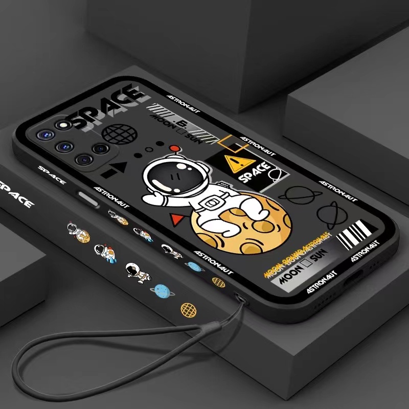 Ốp lưng Realme 5 5i 6i C1 2 2 Pro U1 C2 5 Pro 6 Pro 6 6S 8 5G V5 X K3 5s XT K5 7 Pro GT 5G Q3 Pro GT Master GT Neo GT 2 5G Vỏ điện thoại của Astronaut Edge 90 ° Silicone