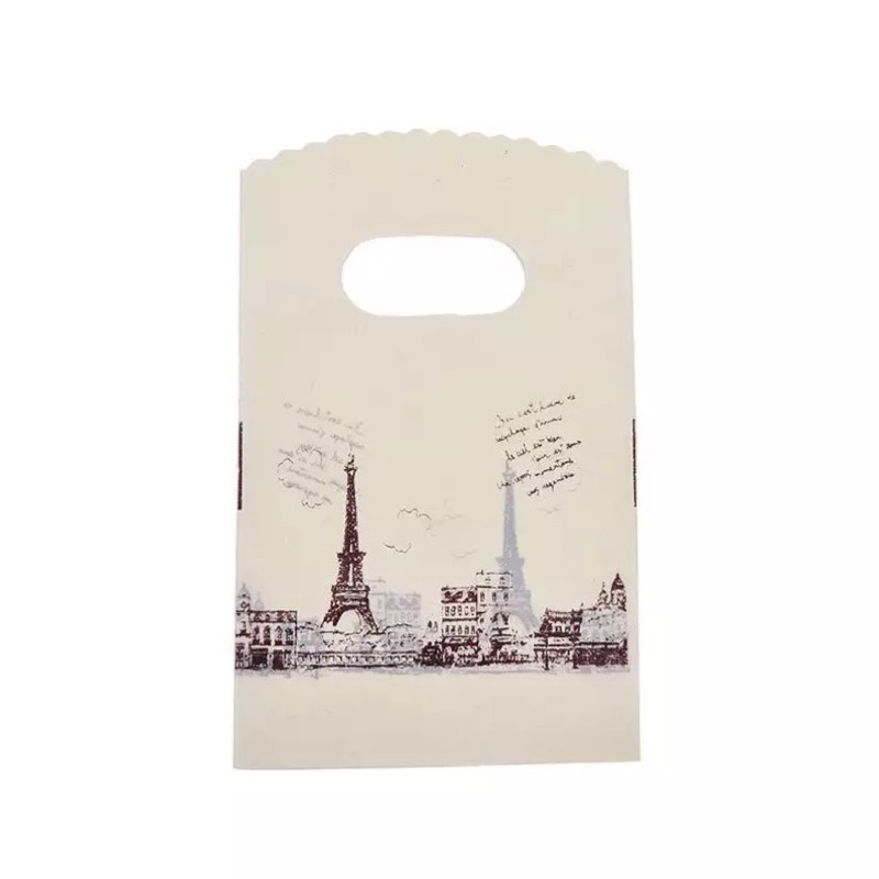 Set 100 Túi Tháp Eiffel Có Tay Cầm Đóng Gói Đựng Mỹ Phẩm Nhỏ Gọn Xinh Xắn - Azzin Store