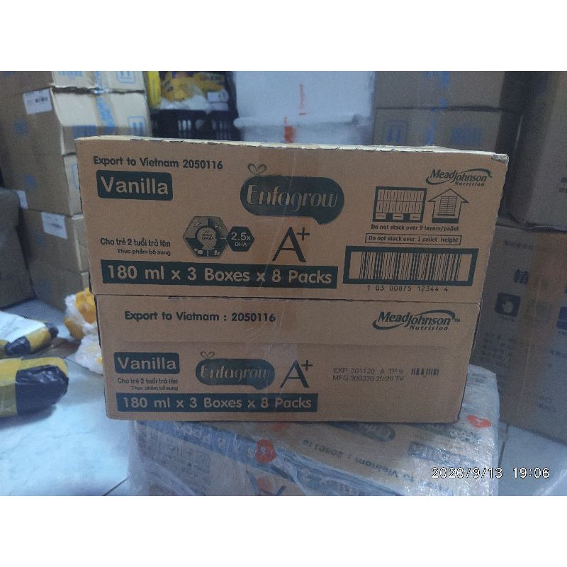Thùng 24 hộp sữa pha sẵn enfagrow 180ml ( date 30.11.2020 )
