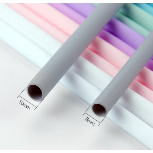 3 cái ống hút silicon màu pastel 10mm xinh xắn tái sử dụng được nhiều lần - màu ngẫu nhiên