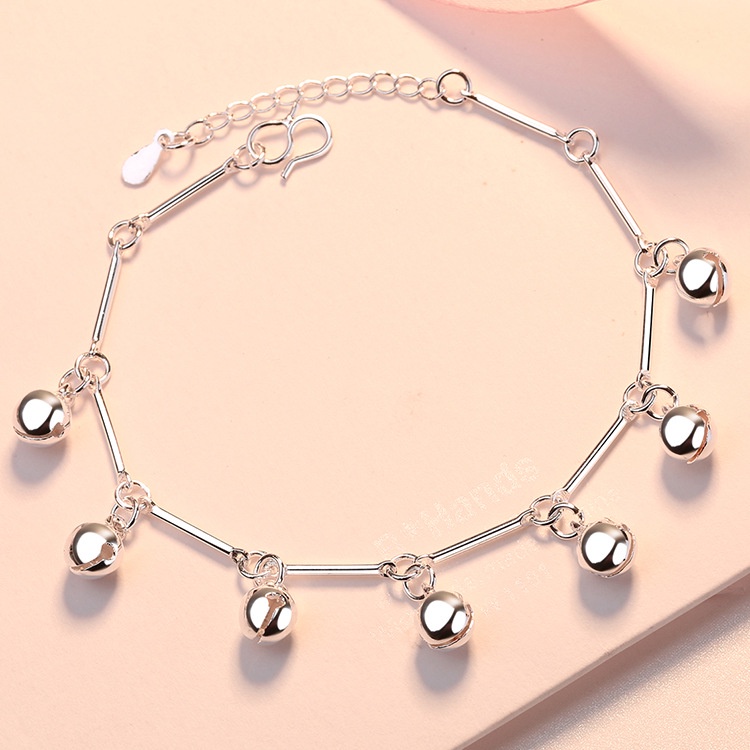 Vòng Tay Mạ Bạc 925 Hai Lớp Đính Hạt Tròn Đơn Giản Thời Trang Phong Cách Hàn Quốc Dành Cho Nữ