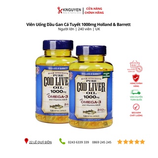 Viên uống dầu gan cá tuyết bổ sung Omega Holland & Barrett Cod Liver Oil