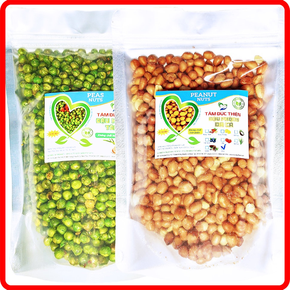 [Mã BMBAU50 giảm 7% đơn 99K] Combo 1KG: Đậu Phộng Rang Muối và Hà Lan Rang Tỏi Ớt Tâm Đức Thiện (2 x Túi 500GR)
