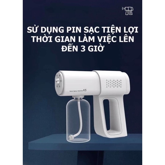 Máy xịt khử khuẩn cầm tay, Súng phun khử khuẩn nano Machine K5, K5 PRO