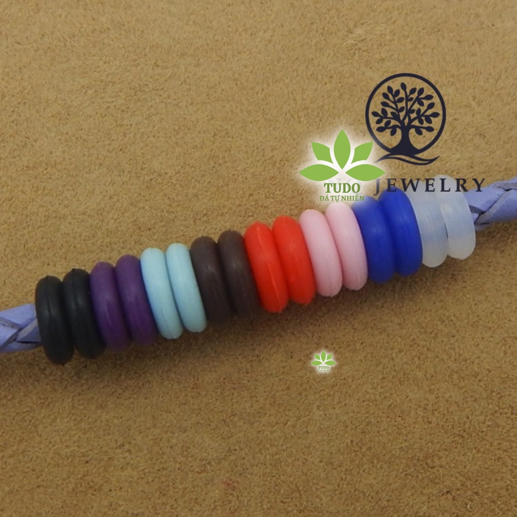1 cặp chốt chặn cao su TUDO cho vòng tay handmade, vòng lu thống, vòng dây cáp, dây thép màu đen, đỏ 2 li và 3 li