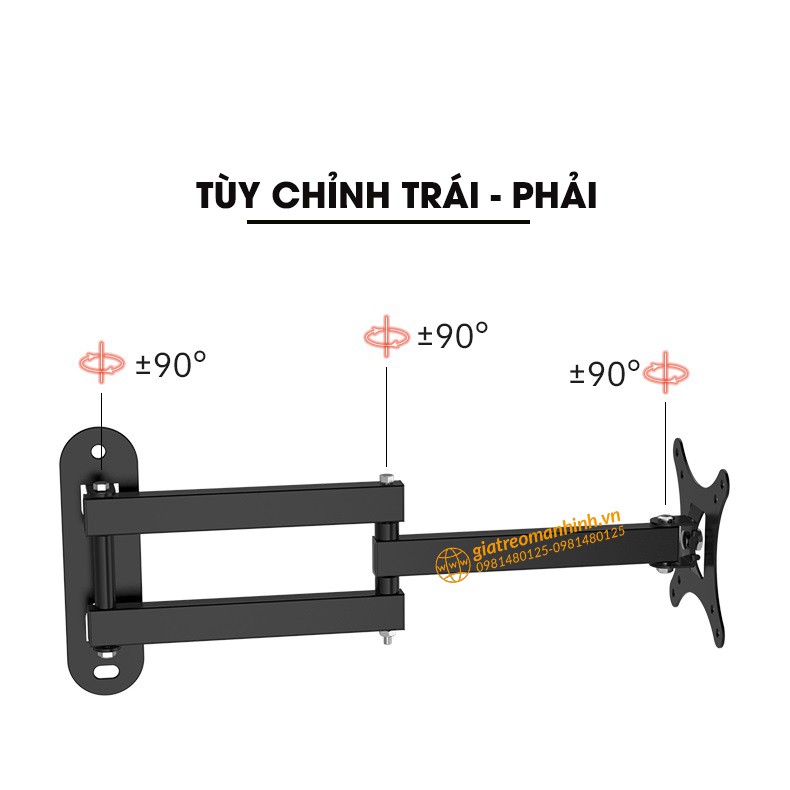 Giá Treo Màn Hình 17-27Inch (Upto 32&quot;) CP102 - Xoay 180 Độ Trái/Phải - Lắp Đặt Treo Tường