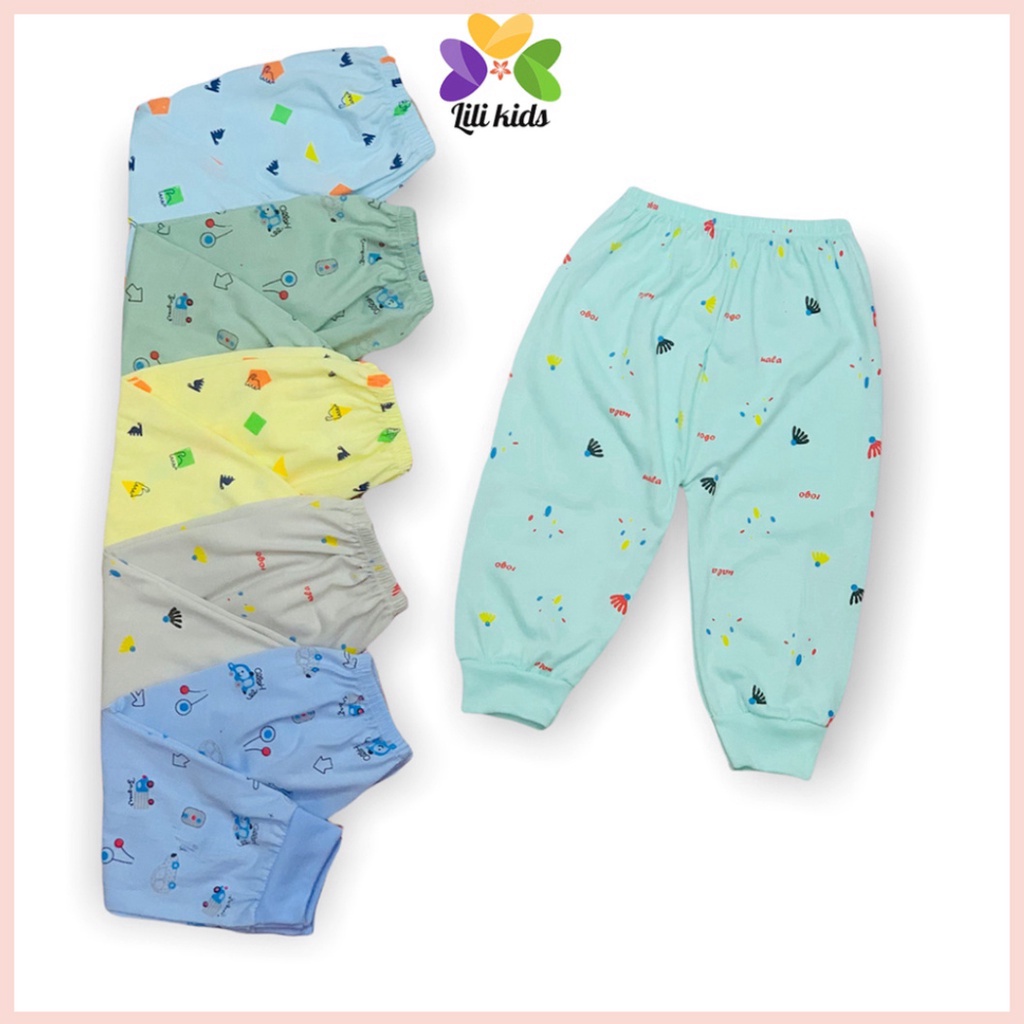 Quần Dài,Quần Chục Cotton Bo Gấu Cạp Thường Họa Tiết Nhỏ Xinh Cho Bé Trai Bé Gái