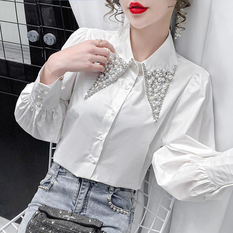 Áo Sơ Mi Cổ Búp Bê Tay Phồng Dáng Rộng Thời Trang Mùa Thu Thiết Kế Dễ Phối Đồ Phong Cách Mùa Thu Mới Dành Cho Bạn Nữ 2021
