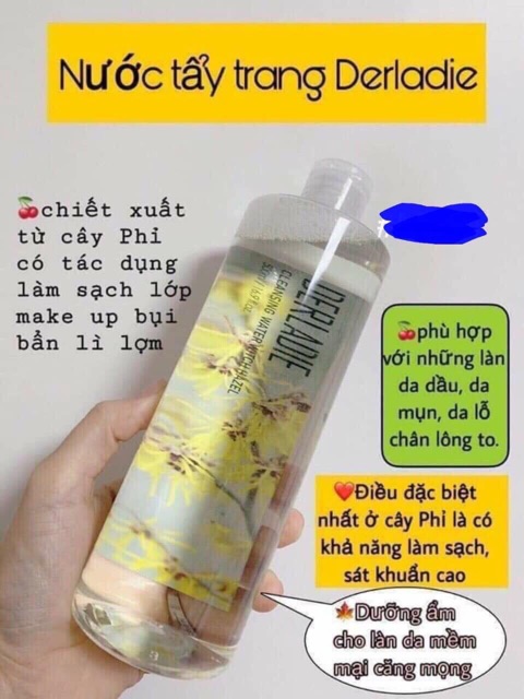 [Chính hãng] Nước Tẩy Trang DERLADIE Cleansing Water Witch Hazel 500ml Hàn Quốc