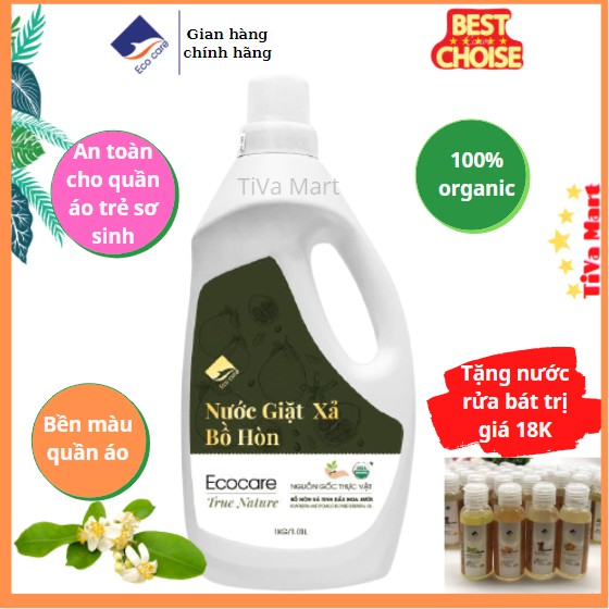 [Chính Hãng] Nước Giặt Hữu Cơ Organic Bồ Hòn Tinh Dầu Bưởi An Toàn Cho Trẻ Sơ Sinh ECOCARE_TiVa Mart