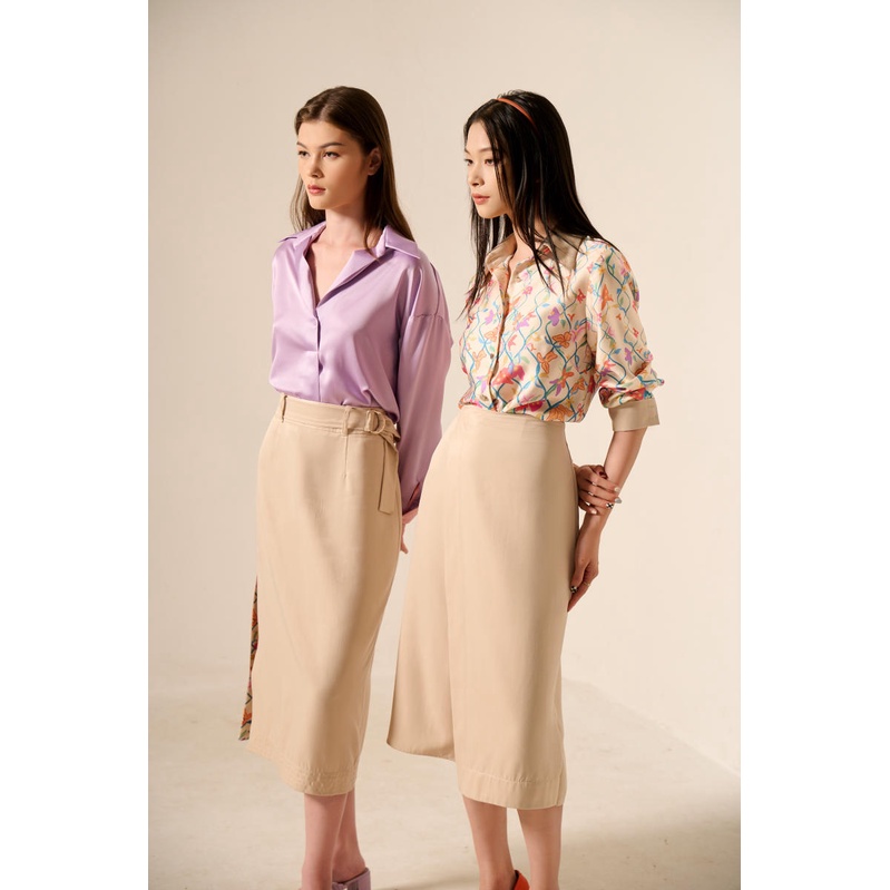 Graphé - QUINCY lilac shirt / Áo sơ mi lụa thiết kế tay dài oversized màu tím