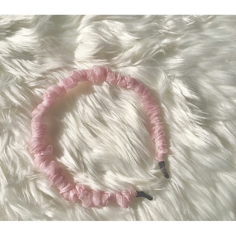 Scrunchies/ Cài tóc vân xước pinky