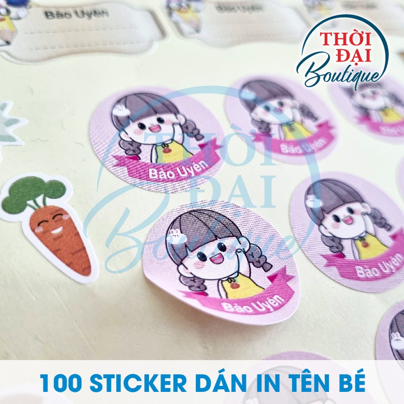 Sticker decal in tên của bé - combo 96/101 cái