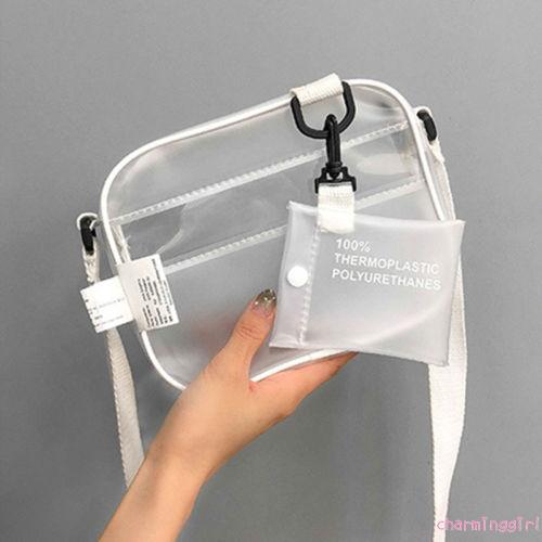 Túi xách tay khoác vai chất liệu nhựa PVC trong suốt dành cho bạn nữ