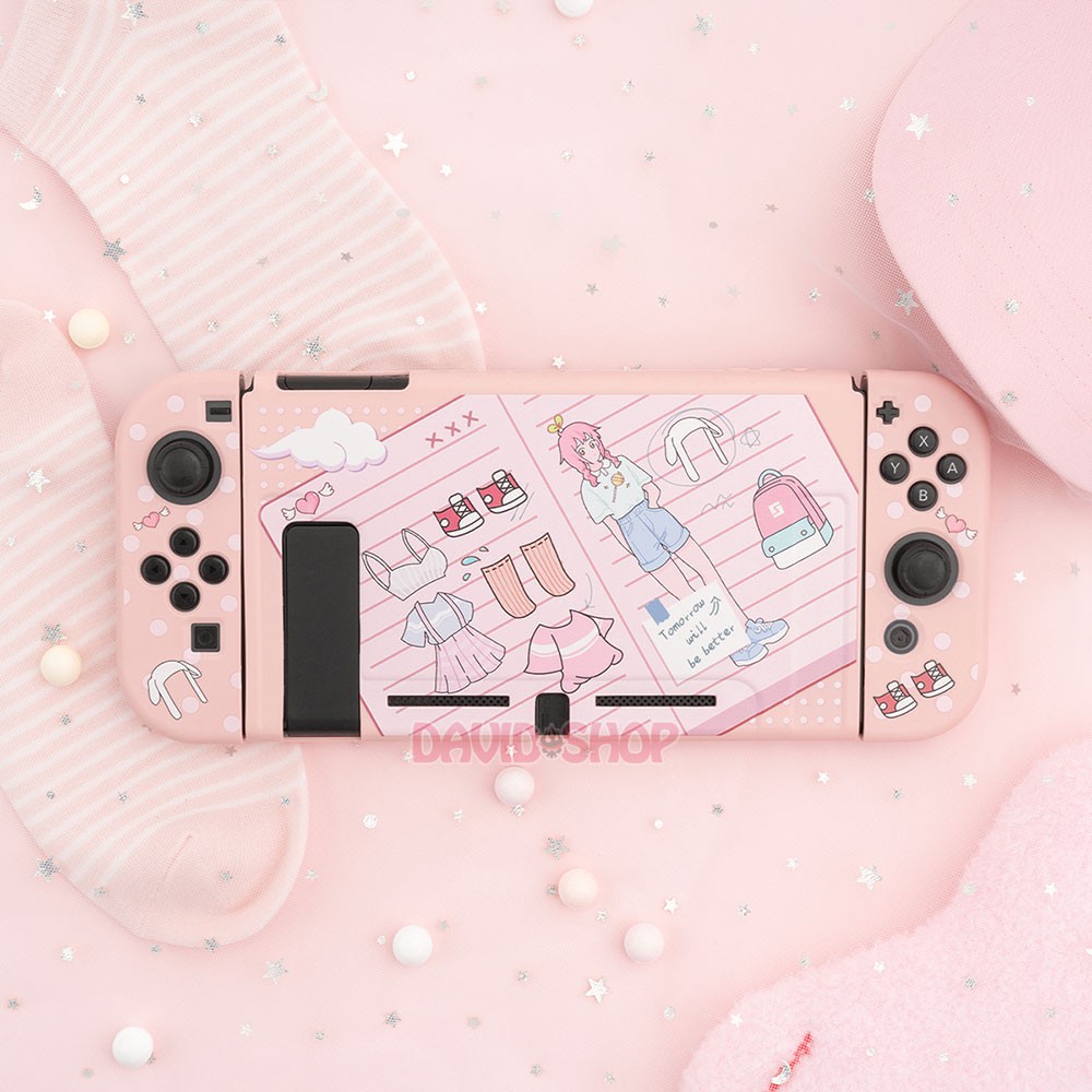 Ốp lưng + case Joy-Con chủ đề Fashion Girl nhựa TPU dẻo cao cấp hãng Geekshare cho Nintendo Switch