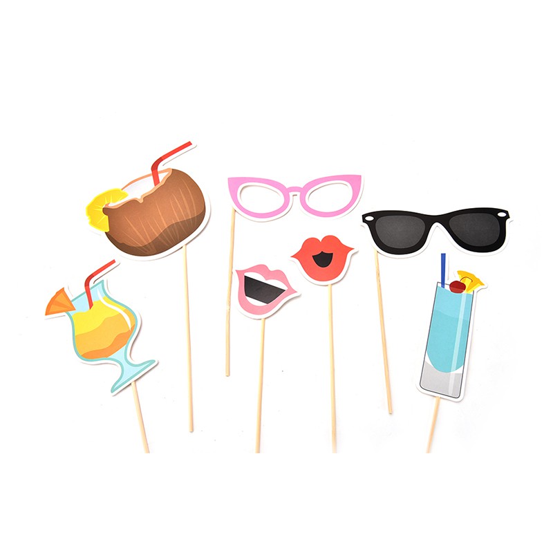 Set 21 Đạo Cụ Chụp Ảnh Hình Chim Hồng Hạc Phong Cách Hawaii Nhiệt Đới