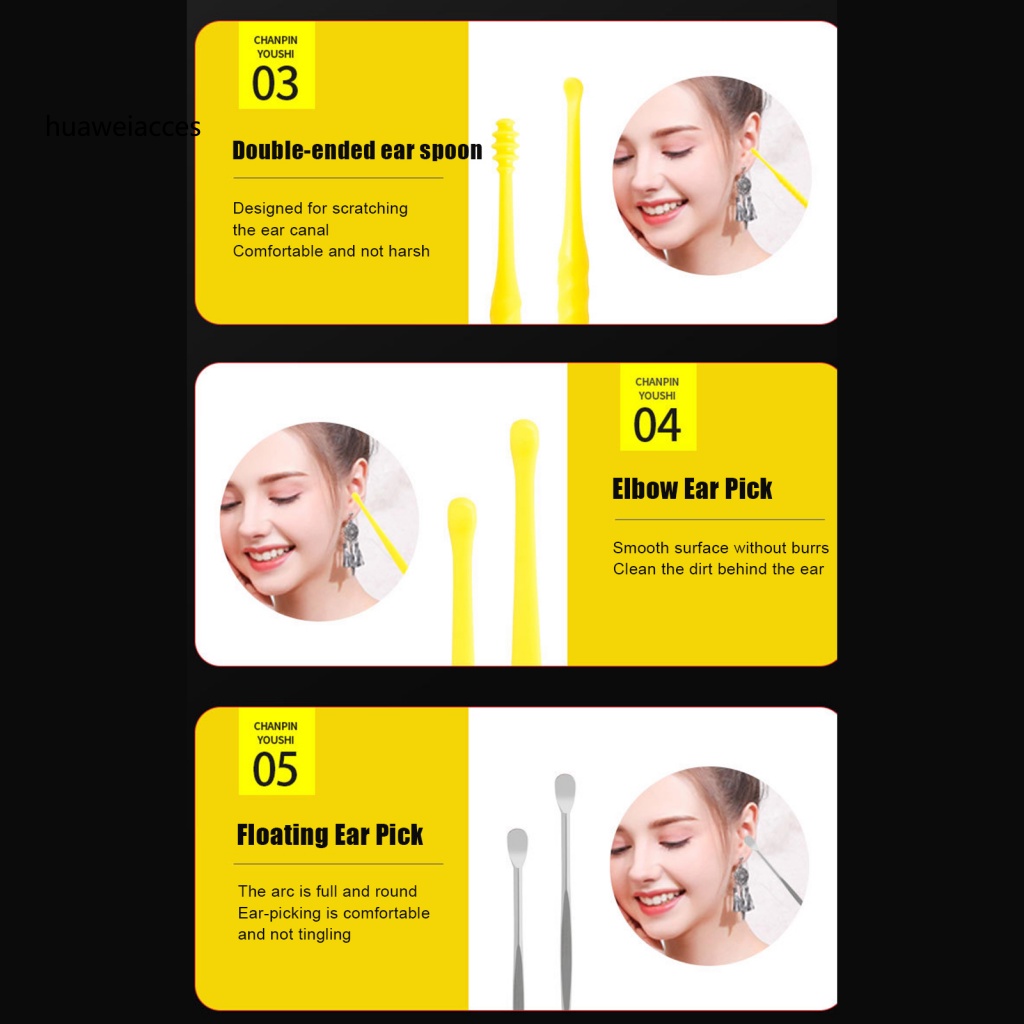 Set 7 Dụng Cụ Lấy Ráy Tai Thiết Kế Hai Đầu Thoải Mái