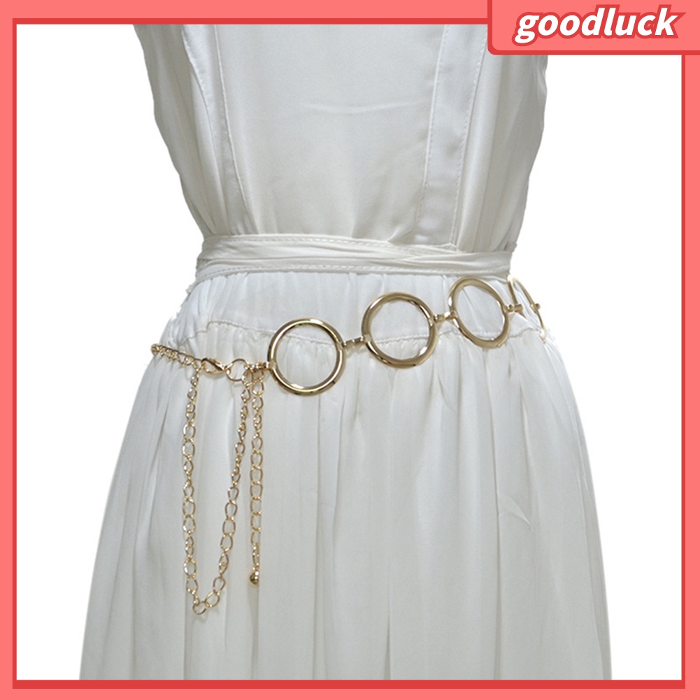 Thắt Lưng Mỏng Khóa Kim Loại Tròn Điều Chỉnh Được Cho Nữ