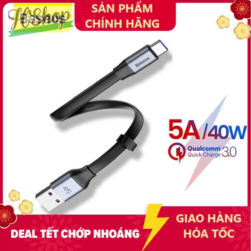 Cáp sạc Baseus 5A USB Type C cho điện thoại Huawei p30 Pro Mate 20 Huawei Xiaomi 8 9 - Hàng chính hãng