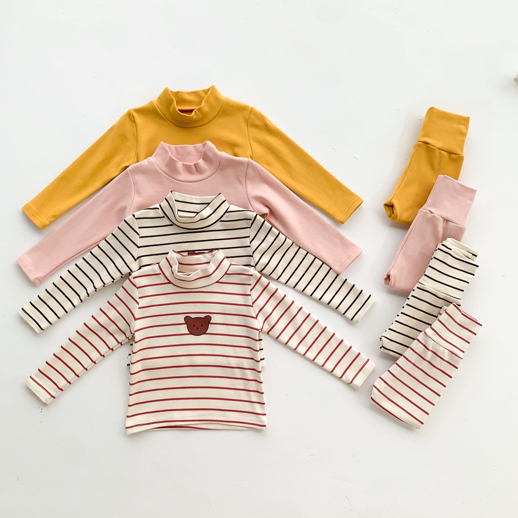 Set 2 Món Đồ Ngủ Gồm Áo Cổ Cao + Quần Legging Dành Cho Bé Trai Bé Gái Sơ Sinh