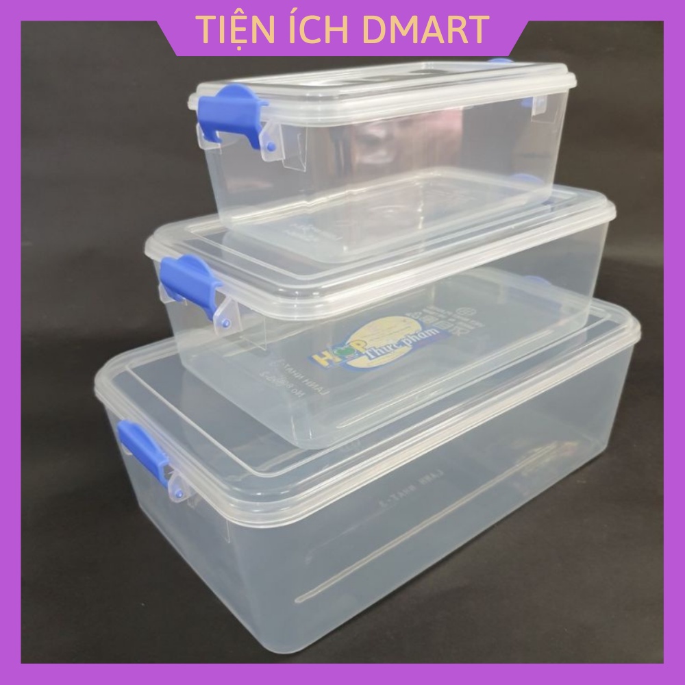 bộ 3 hộp lạnh nhật đựng thực phẩm nhựa trong suốt không mùi bảo quản thực phẩm