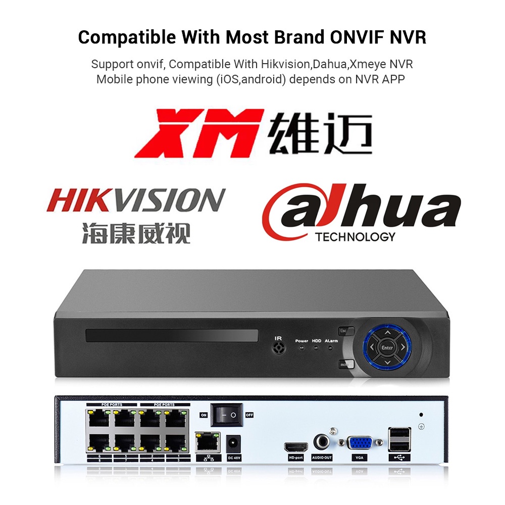 Máy quay an ninh IP HAMROL 4K Ultra HD 8MP IP Po H.265 Onvif Audio CCTV 4 màu sắc tiện lợi