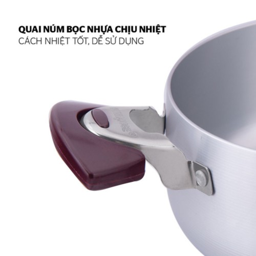 Bộ 3 Nồi Anod Vung Kính Sunhouse SH6633 Quai EB Trắng Bạc (16cm, 18cm, 24cm)