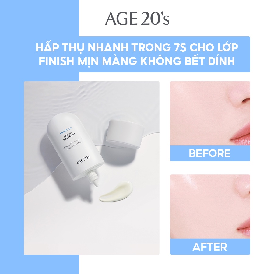 Kem Chống Nắng13h - 3 Màng Lọc - Không Mùi - Không Nâng Tone Dưỡng Ẩm Lâu Trôi AGE 20’s Moist Up Skin Fit Sun Cream 60ml